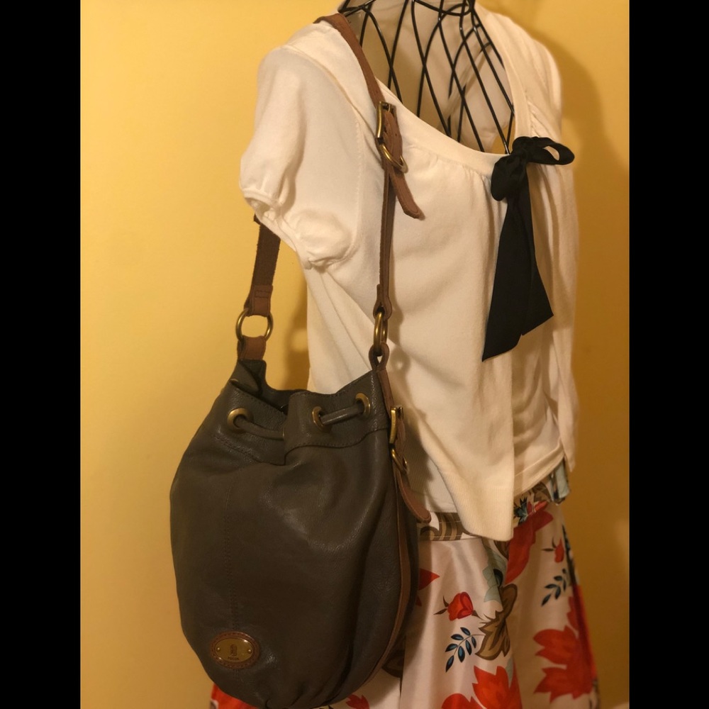FOSSIL leather Drawstring bucket bag